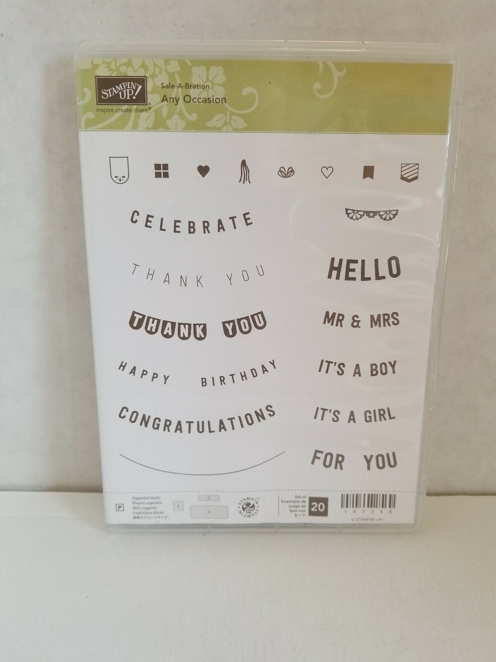 Stampin Up Sale-A-Bration ANY OCCASION Photopolymer 20 Stamps-143348 Sm Banners